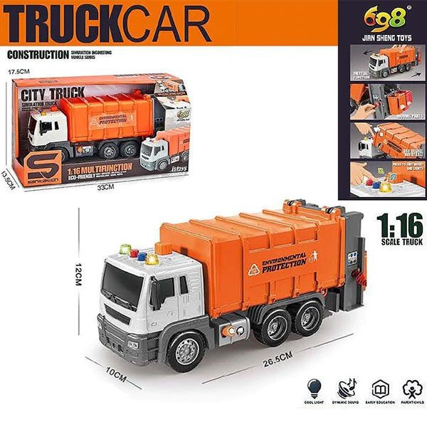 Продукт RTOYS Truck Car - Детски боклукчийски камион с музика и светлини, 1:16 - 0 - BG Hlapeta