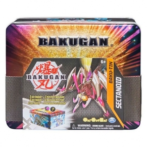 Spin Master Bakugan Baku-Tin, Sectanoid Premium, с изненада - Комплект с топчета в метална кутия за съхранение
