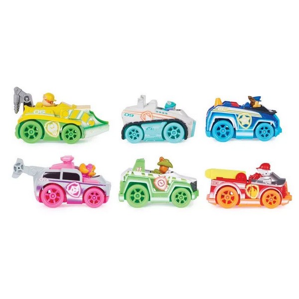 Продукт Spin Master Paw Patrol True Metal Neon Rescue Vehicles, 6 броя - Комплект колички за игра - 0 - BG Hlapeta