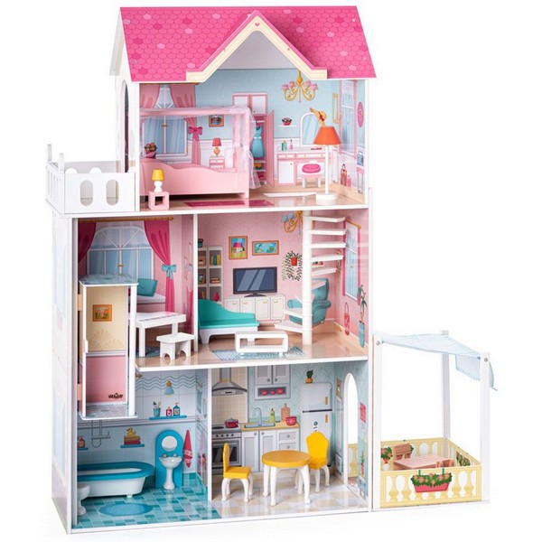 Продукт Woodyland Малибу - Розова къща за кукли, с асансьор - 0 - BG Hlapeta