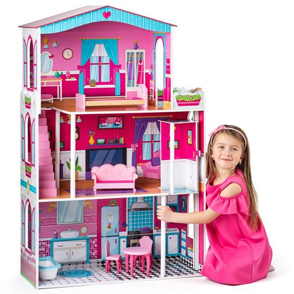 Продукт Woodyland Мирабела - Дървена къща с обзавеждане и асансьор за кукли тип Барби - 0 - BG Hlapeta