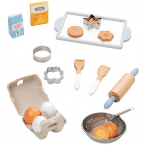 Lelin Toys - Комплект за печене с дървени продукти и аксесоари