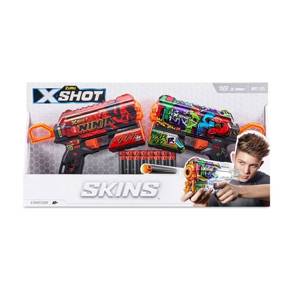 Продукт X Shot SKINS Flux - Два бластера с 16 меки стрели - 0 - BG Hlapeta