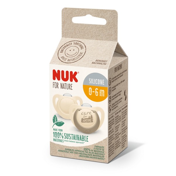 Продукт NUK NATURE - Биберон залъгалка силикон 0-6 мес. 2бр. - 0 - BG Hlapeta