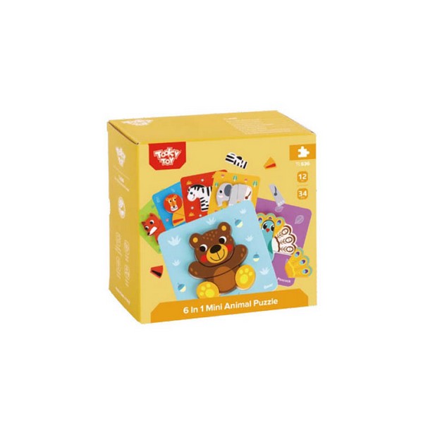 Продукт Tooky toys Animals - Дървен 3D пъзел 6 в 1 - 0 - BG Hlapeta