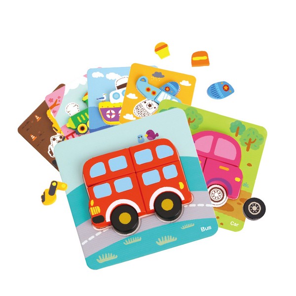 Продукт Tooky toy Transportation - Дървен 3D пъзел 6в1 - 0 - BG Hlapeta