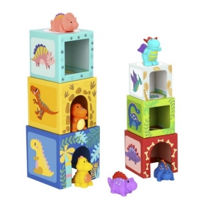 Tooky toy Динозаври - Кутии за баланс с фигури - 12 части