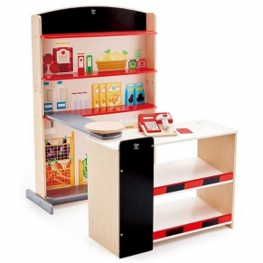 Hape - Дървен магазин с касов апарат и баркод четец