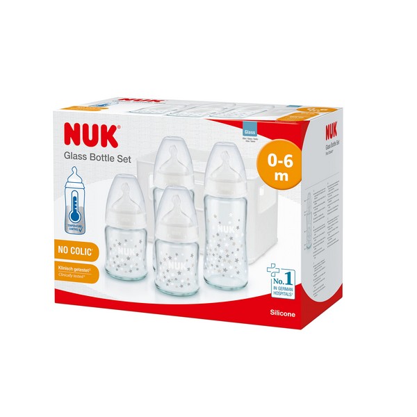 Продукт NUK First Choice+ Temperature Control - Старт сет силикон - 2х240мл + 2х120мл + кошница - 0 - BG Hlapeta