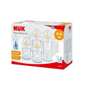 NUK First Choice+ Temperature Control - Старт сет каучук - 2х240мл + 2х120мл + кошница