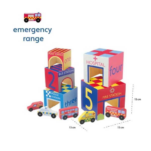 Продукт Orange Tree Toys Emergency Services - Кубчета за подраждане с колички - 0 - BG Hlapeta