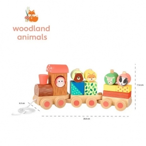 Orange Tree Toys Woodland Animals - Дървено влакче за дърпане, сортер