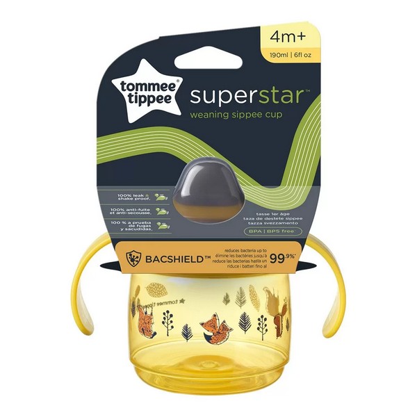 Продукт Tommee Tippee SuperStar Weaning Sippee Cup Bacshield - Неразливаща се чаша с мек накрайник и с дръжки, с антибактериално покритие, 190 мл, 4м+ - 0 - BG Hlapeta