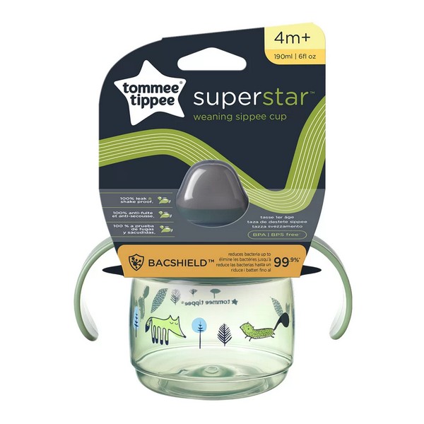 Продукт Tommee Tippee SuperStar Weaning Sippee Cup Bacshield - Неразливаща се чаша с мек накрайник и с дръжки, с антибактериално покритие, 190 мл, 4м+ - 0 - BG Hlapeta