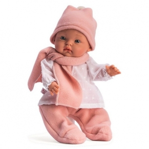 Asi Алекс - Кукла-бебе, с розови ританки, шалче и шапка
