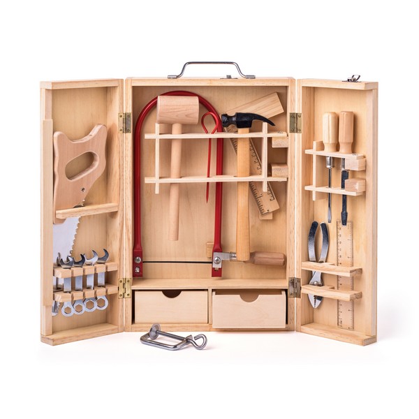 Продукт Woodyland - Комплект с инструменти за малки майстори с дървен куфар - 0 - BG Hlapeta