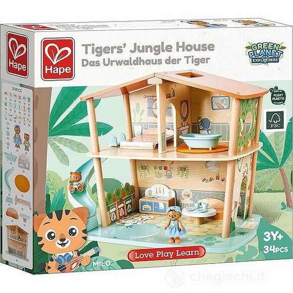 Продукт Hape Къща на тигри в джунглата - Дървен комплект, 34 части - 0 - BG Hlapeta