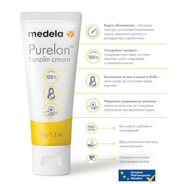 Продукт Medela - Крем за зърна Purelan 7 гр - 0 - BG Hlapeta