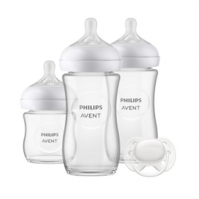 Philips Avent Natural Response 3.0 - КОМПЛЕКТ за бебе - Залъгалка (0-6) + 3 Шишета - стъкло