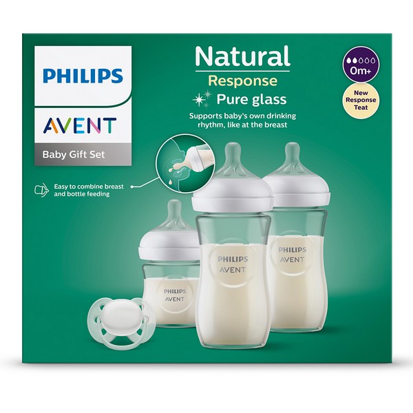 Продукт Philips Avent Natural Response 3.0 - КОМПЛЕКТ за бебе - Залъгалка (0-6) + 3 Шишета - стъкло - 0 - BG Hlapeta