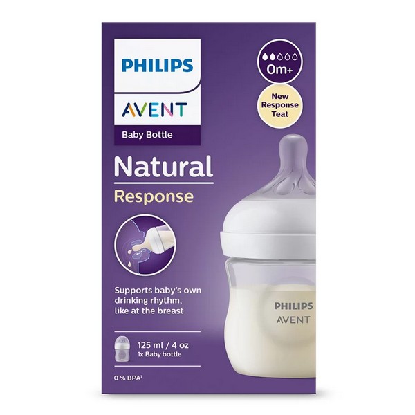 Продукт Philips AVENT Natural Response Поток 2, 0м+ - Шише 125 мл  за хранене Natural Response с биберон без протичане  - 0 - BG Hlapeta