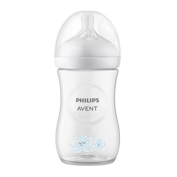 Продукт Philips AVENT Ultra Air Natural Response - Подаръчен комплект за бебе Октоподи с 2 бр. шишета за хранене 260 мл с биберони без протичане Поток 3 и 2 бр. залъгалки , 1м+ - 0 - BG Hlapeta