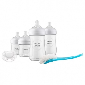 Philips AVENT Natural Response Ultra Soft - Комплект за новородено с 4 шишета за хранене с биберони без протичане, залъгалка и четка за почистване