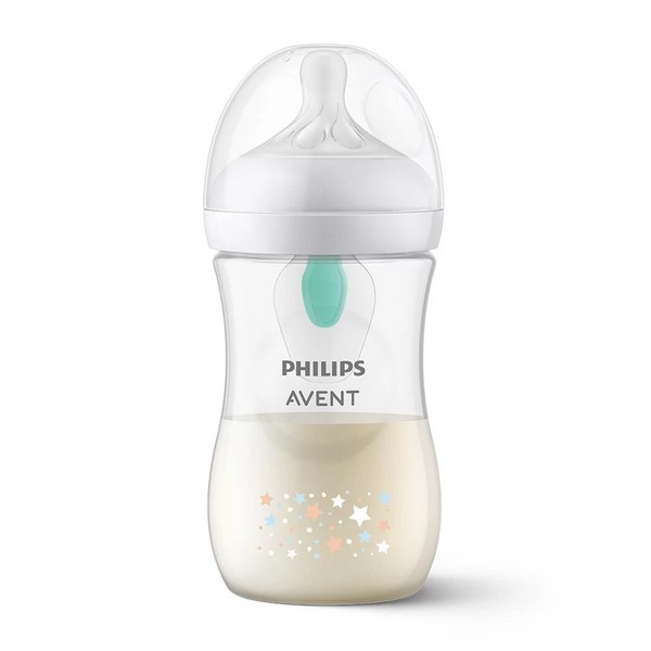 Продукт Philips AVENT с клапа AirFree - Шише за хранене 260 мл с биберон без протичане Natural Response Поток 3, с картинки Звезди и Мече, 1м+ - 0 - BG Hlapeta