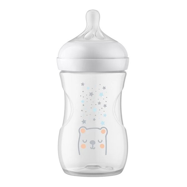 Продукт Philips AVENT с клапа AirFree - Шише за хранене 260 мл с биберон без протичане Natural Response Поток 3, с картинки Звезди и Мече, 1м+ - 0 - BG Hlapeta