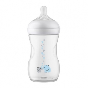 Philips AVENT Natural Response - Шише за хранене с клапа AirFree 260 мл с биберон без протичане Поток 3, с картинкa Слончета, 1м+