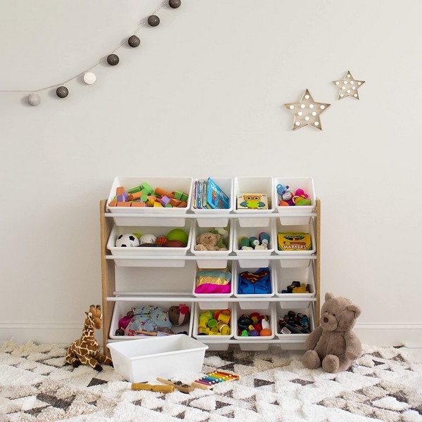 Продукт Ginger home - Детски Дървен Органайзер Голям, за Съхранение на Играчки и Книжки, Етажерка за Детска Стая, Секция - 0 - BG Hlapeta