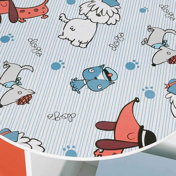 Продукт Ginger home DOGS -  Детска Дървена Маса, Кръгла с 4 Стабилни Столчета, Комплект с Компактен Дизайн - 0 - BG Hlapeta