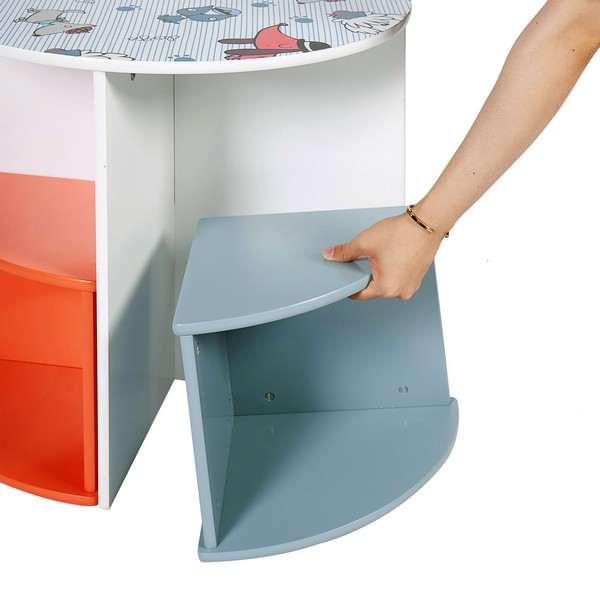 Продукт Ginger home DOGS -  Детска Дървена Маса, Кръгла с 4 Стабилни Столчета, Комплект с Компактен Дизайн - 0 - BG Hlapeta