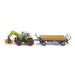 Siku Tractor with square bale grab and trailer - Играчка