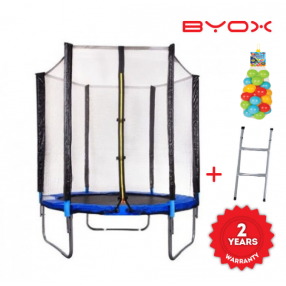 Byox - Батут с мрежа и дъждобран -183 см + подарък топки за игра 100 бр.