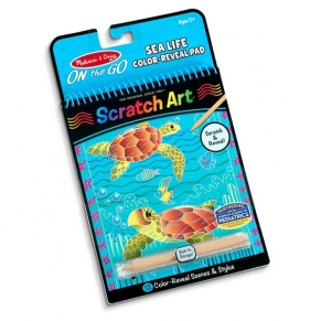 Melissa and Doug On the Go Scratch Art Морски създания и подводни сцени - Книжка за рисуване чрез изтриване