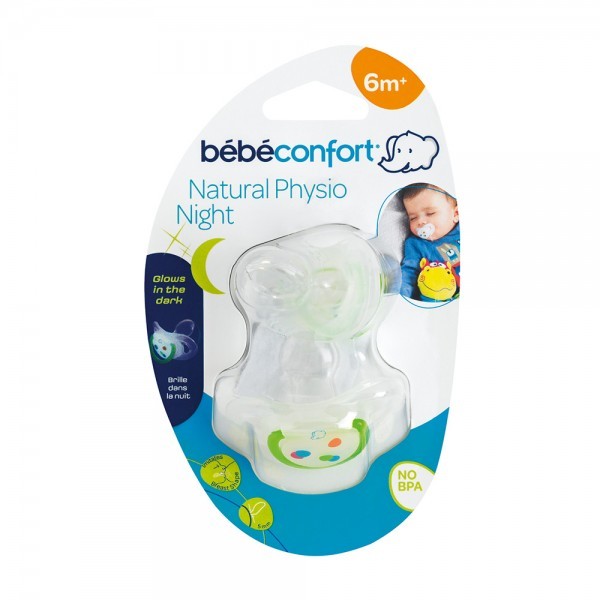 Продукт Bebe Confort Premium Natural Physio - Залъгалки силикон 2 броя - светещи 6м+ - 0 - BG Hlapeta