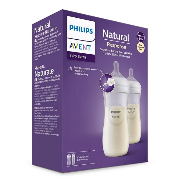 Продукт Philips AVENT Natural Response  Поток 4, 3м+ - Комплект 2 бр. шишета 330 мл за хранене  с биберон без протичане Natural Response - 0 - BG Hlapeta