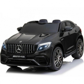 Двуместен акумулаторен джип Mercedes GLC63 4X4,2X12V с MP4 видео/дисплей, меки гуми и кожена седалка