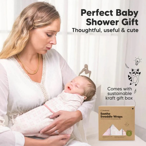 Продукт KeaBabies - Пелени За Повиване Organic 3 бр Розови Цветя - 0 - BG Hlapeta