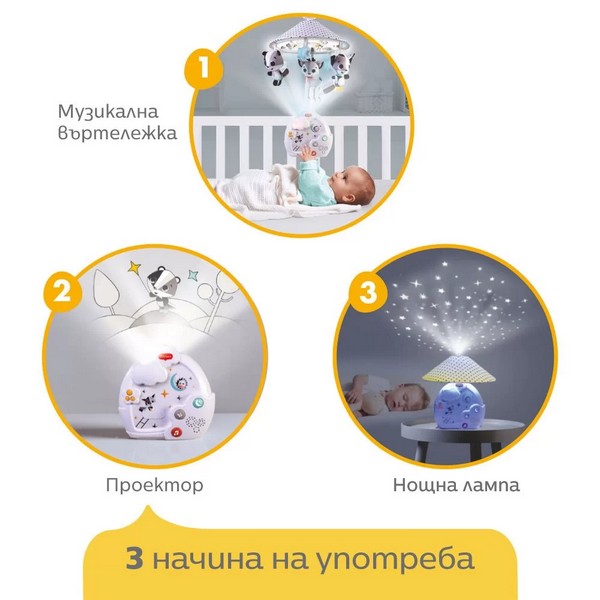 TINY LOVE Magical Night Black and White - Музикална въртележка, проектор и нощна лампа , 0м+ Продукт TINY LOVE Magical Night Black and White - Музикална въртележка, проектор и нощна лампа , 0м+ - 0 - BG Hlapeta