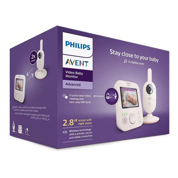 Продукт Philips AVENT Advanced SCD881/26 - Дигитален видео бебефон с 2,8-инчов цветен екран, 2 x Zoom, нощно виждане, двустранна звукова комуникация, 6 нежни мелодии - 0 - BG Hlapeta