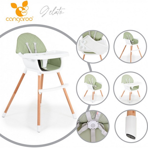 Продукт Cangaroo Gelato - Дървен стол за хранене 2 в 1 - 0 - BG Hlapeta