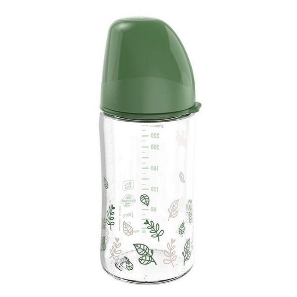 Продукт NIP Cherry Green Flow M - Бебешко шише за хранене стъклено , 240мл, 0 месеца + - 0 - BG Hlapeta