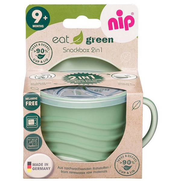 Продукт NIP Eat Green SnackBox - Детска чаша с капак 2 в 1, за пиене и за храна - 0 - BG Hlapeta