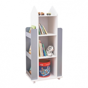 Ginger home - Детска Секция с Рафтове на 4 нива, Дървена, Въртяща се на 360 градуса, за Съхранение на Книги и Играчки