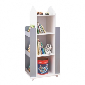 Ginger home - Детска Секция с Рафтове на 4 нива, Дървена, Въртяща се на 360 градуса, за Съхранение на Книги и Играчки