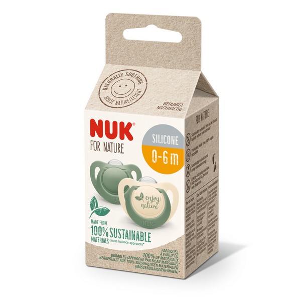 Продукт NUK for NATURE - Биберон залъгалка силикон 0-6 мес. 2бр. - 0 - BG Hlapeta