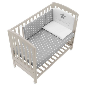 Italbaby B.SIDE STARLETTE Choco - Бебешко легло, с матрак и спален комплект с бродерия, с подвижна решетка