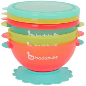 Badabulle Pastel - Купички с капак и вакуумно захващане, 3 броя